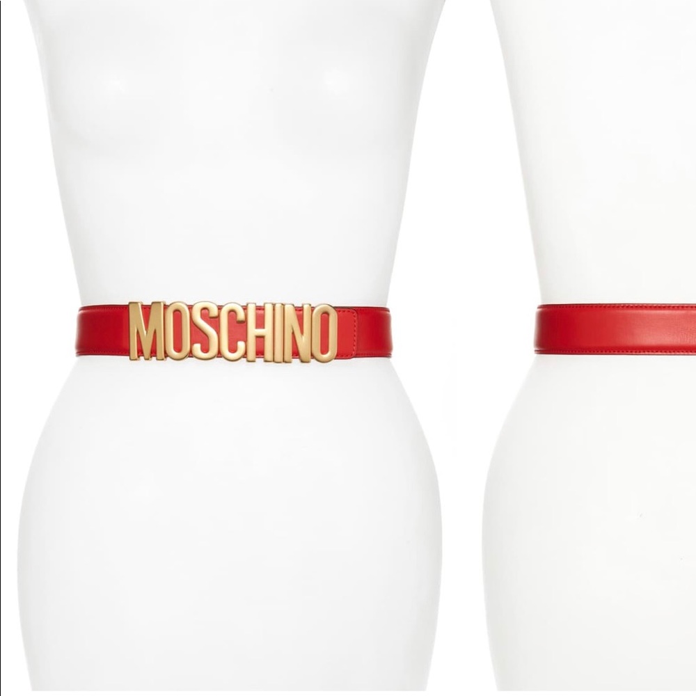 Moschino red leather belt